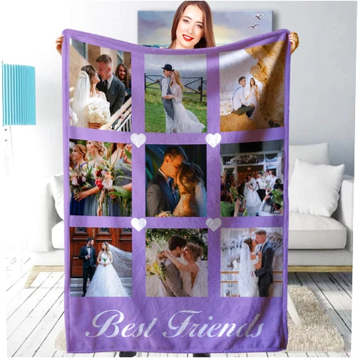 GUWENFENG Customized Blankets with Photos,Personalized Name Blanket,Flannel Blanket Customized,for Couples, Kids, Friends, Dad, Mom, Or Dog，Birthday Wedding Suitable for Family Sofa Bed Bedroom