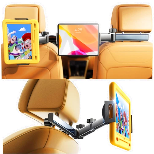 LISEN Tablet Holder for Car Headrest iPad Car Holder Back Seat, [Extension Arm] 2024 Tablet iPad Holder Road Trip Essentials for Kids Car Accessories 4.7-11