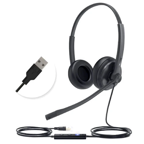 Yealink UH34 USB Wired Headset with Microphone - Stereo Headphones with Noise Cancelling,Professional Business Headphones VoIP Phone Computer Call Center Office
