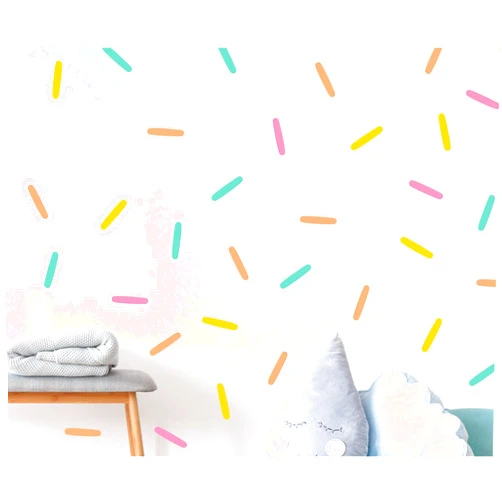 Lucylews Home Ice Cream Confetti Sprinkles Wall Decals (1 inch x 5 inch confetti - 160 Decals total) Easy Peel and Stick Matte Finish Removable Decals Safe on Painted Walls