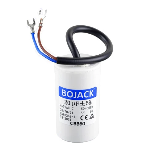 BOJACK 20 uF 450V AC 20 MFD CBB60 Wire Lead Cylinder Motor Run SH Capacitor
