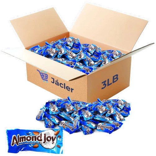 JÁCLER Almond Joy Fun Size Bars - Coconut and Almond Milk Chocolate Candy – Individually Wrapped Pieces – Bulk Party Pack (3 Pound)