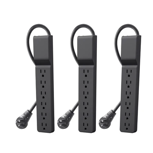 Belkin Power Strip Surge Protector with 6 AC Multiple Outlets - Flat Rotating Plug, 6 ft Long Heavy-Duty Extension Cord for Home, Office, Travel, Computer Desktop & Charging Brick (600 Joules) 3PK