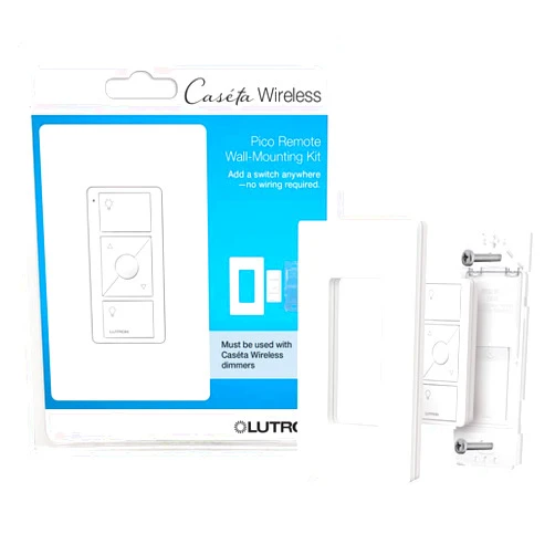 Lutron Pico Remote Wall-Mounting Kit, for Wireless 3-Way Switch Applications with Caseta Smart Dimmer Switches, Includes 3 Button Control, Wallbracket, and Wallplate, PJ2-WALL-WH-L01, White