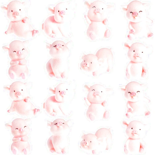 Jetec 16 Pieces Cute Pink Piggy Toy Figures Miniature Pig Cake Toppers Resin Miniature Pig Figurines for Cake Decoration, DIY Crafts, Garden Decoration, Table Centerpieces, Home Decor