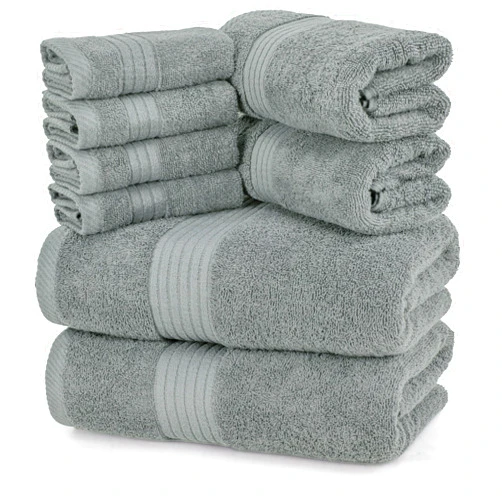 Utopia Towels 8 Piece Premium Towel Set, 2 Bath, 2 Hand, and 4 Washcloths, 100% Ring Spun Cotton, Highly Absorbent Towels for Bathroom, Sports, and Hotel, Cool Grey