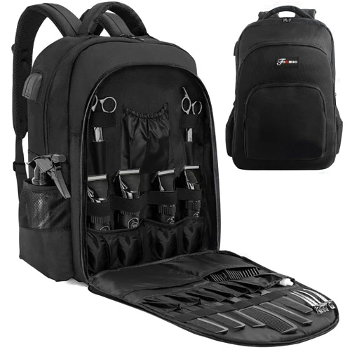 TORIBIO Barber Supplies Bag for Clippers and Supplies, Hairstylist Clipper Portable Backpack for Barber Tools (Black)