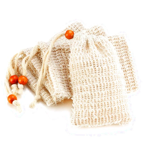AMAHOMESA Soap Bag, Natural Sisal Soap Saver Bag Pouch Mesh Net Waste Plastic-free Exfoliating Foaming and Drying Soap Holder for Shower (4 Pack)