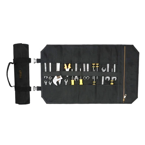 Denifiter Tool Roll Up Bag, Heavy Duty 16oz Waxed Canvas Wrench Roll Up Pouch Tool Organizer, (L) 25