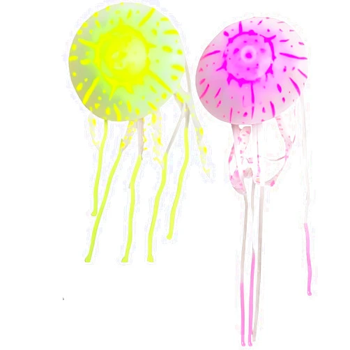 COLORLIFE Jellyfish Decorations, 2-Pack, Realistic Aquarium Jellyfish Lamp Accessories, Non-Toxic Silicone Ornaments