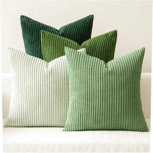 MIULEE Boho Farmhouse Sage Green Throw Pillow Covers 18x18 Inch Set of 4 Mordern Nordic Cushion Covers Soft Corduroy Christmas Home Decor for Couch Bed Sofa Living Room Forest Green