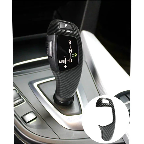 SUJADE YAKEFLY Carbon Fiber Car Gear Shift Knob Cover,Car Sticker Decals Gear Shift Knob Cover,Carbon Fiber Pattern for F20 F30 F31 F34 X5 F15 X6 F16 X3 F25 X4 F26 F1 Accessories