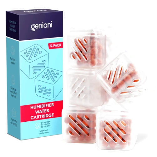 GENIANI Humidifier Water Cartridge (5-Pack) Compatible with LEVOIT, GENIANI, EVERLASTING, Universal Humidifier Cleaner, Demineralization Cleaning Cartridges - Water Replacement Tablets