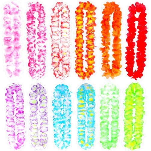 FUTUREPLUSX 12PCS Hawaiian Leis, Tropical Flower Leis Luau Party Decorations for Beach Pool Hawaiian Luaus Party Birthday Aloha