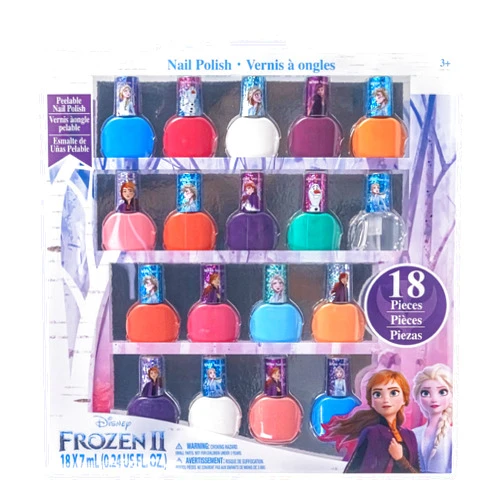 Townley Girl Disney Frozen Elsa and Anna 18 Piece Water-Based Nail Polish Set, Quick Dry and Peels-Off, Nail Paint Set for Girls, Perfect for Parties, Sleepovers and Makeovers, Ages 3