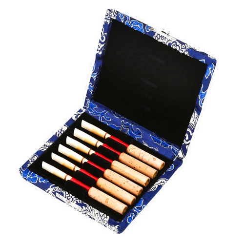 Watris Veiyi Oboe Reed Case, Wooden Silk Cloth Cover Reed Storage Holder Protector Box, Protect Against Moisture, for 6pcs Oboe Reeds