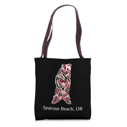 Searose Beach Oregon Native American Tribal Bear Searose Beach Oregon Native American Brown Grizzly Bear Tote Bag
