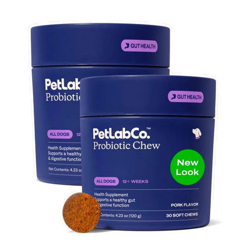 PetLab Co. Probiotics for Dogs, Support Gut Health, Occasional Diarrhea, Digestive Health & Seasonal Allergies - Pork Flavor - 30 Soft Chews - Packaging May Vary (Value 2-Pack)