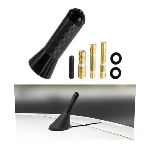 Yourkar Car Short Antenna, 1.4 Inch Aluminum Auto Roof Mount Short Antenna, Radio Antenna Mast Replacement with Screws Universal for Most Vehicles, Universal Car Accessories (Black)