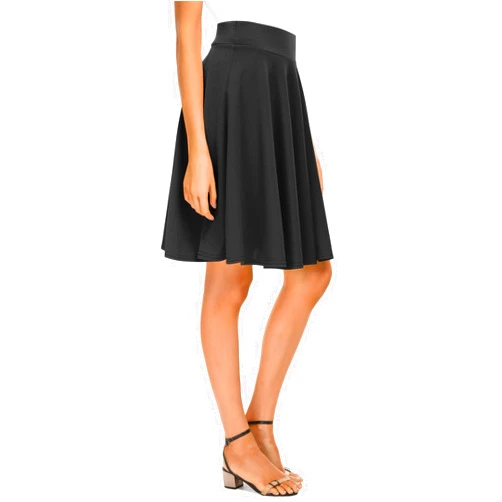 Urban CoCo Women's Basic Midi Skirt Versatile Stretchy Flared Casual High Waisted Skirt