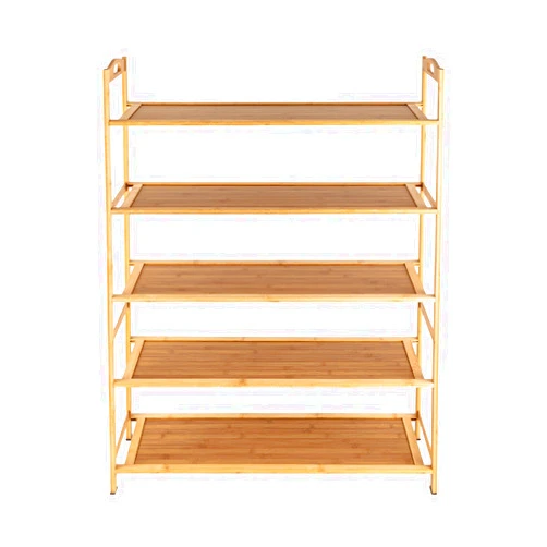 BANEBONE 5 Tiers Natural Bamboo Shoe Rack 5 Tier Shoe Rack Organizer Stand Wooden Storage Shelf Adjustable for EntrywayHallway Closet, Free Standing Shoe Racks for Indoor Outdoor