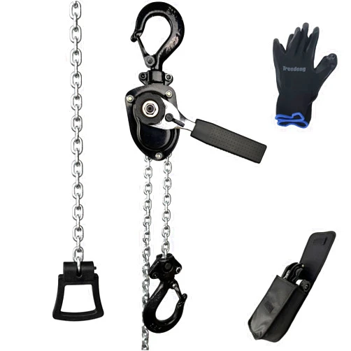 Treedeng Mini Lever Chain Hoist 1/2 Ton 10Ft Lift 1100Lbs Manual Hoist with 2 Heavy Hook Ratchet Puller Hoists