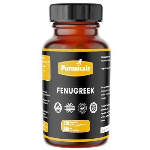 Puranicals Fenugreek Premium 320 Capsules Non GMO and Gluten Free | Herbal Supplement | 800 mg Per Serving | Made with 100% Pure Herb Fenugreek Seed Powder (Trigonella foenum-graecum)