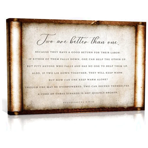 Huyenma Ecclesiastes 4 9-12 Wall Art Bible Verse Poster Pictures Living Room Prints Artwork for Office Canvas Pics Decorative Paintings Horizontal Bedroom Decor Giclee Modern Canvas Printing (12x18inch(30x45cm),Unframed)