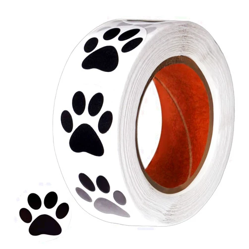 Pengxiaomei Paw Prints Stickers,(1 Inch/ 500 Stickers) Dog Puppy Paw Stickers,Paw Prints Labels,Animal Shape Wall Decal,Paw Stickers Roll for Kids,Parties, Vets, Kennels and Mailing