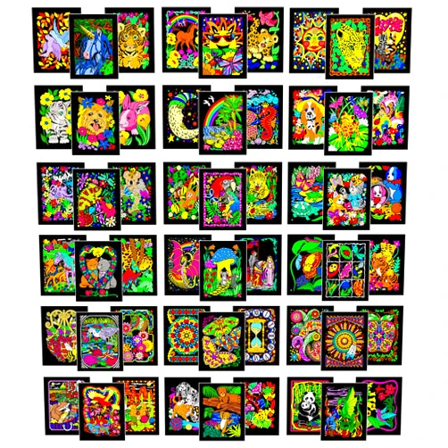 Stuff2Color Colossal Pack of 54 Fuzzy Velvet Coloring Posters (All Unique Designs) - Bulk Crafts and Coloring Activity for All Ages - Great for Group Projects, Assisted Living, Classrooms, and Rehab Centers