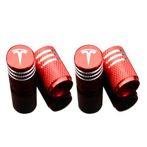 DPEI XUAN EVPRO Valve Stem Caps 4 Pack Red Fit for Tesla Model 3 S X Tire Decorative Accessories