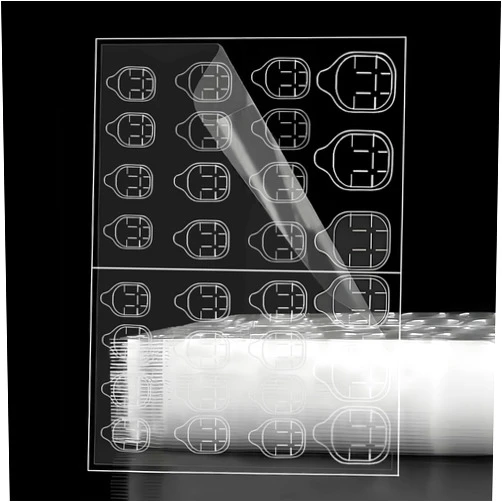 Uadbau 10 Sheets Nail Adhesive Tabs, 300 Pcs Clear Nail Stickers for Press Ons, 15 Sizes Long-Lasting Double-Sided Jelly Sticky Tabs for Nails, Waterproof Nail Adhesive Tabs