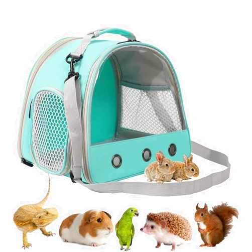 WEVONIGU Bearded Dragon Carrier,Lizards Carrier, Small Animal Travel Carrier for Hedgehog Rat Parrot Bird Guinea Pig, Portable Guinea Pig Travel Carrier for 2(GREEN, Carrier)