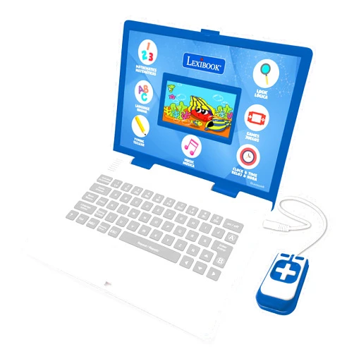 Lexibook - Educational and Bilingual Laptop Spanish/English - Toy for Child Kid (Boys & Girls) 130 Activities, Learn Play Games and Music - Blue - JC798i2