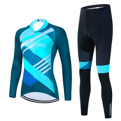 SUDU SUDO Women's Cycling Clothing Set Long Sleeve Road Bike Shirt Cycling Jersey Bicycle Pants with Gel Padded