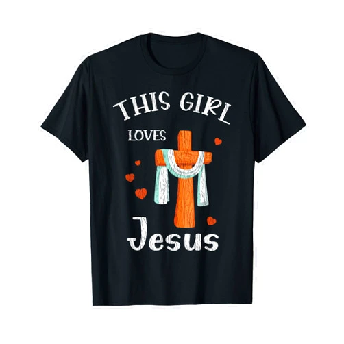 Gospel Christian Gift Apparel.USA This Girl Love Jesus Teens Kids Women Christian Faith Pajama T-Shirt