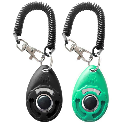HoAoOo Pet Training Clicker with Wrist Strap - Dog Training Clickers (Black +Bluegreen)