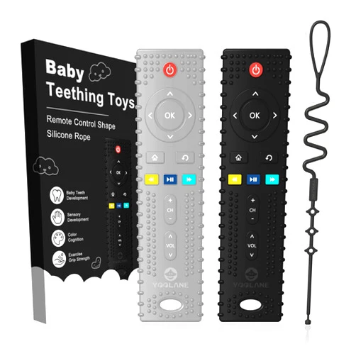 Yoolane Baby Teething Toys Silicone Teethers for Babies 3-24 Months Remote Control Shape Teething Relief Chew Toy for Toddler Infant Boy Girl BPA Free Freezable Newborn Stuff Essentials Gift, 2 Pieces