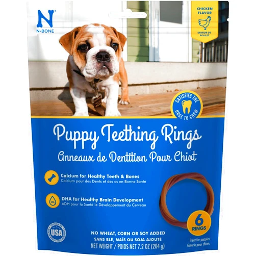 N-Bone Puppy Teething Rings Chicken Flavor Dog Treat, 6 rings per bag, 7.2-oz