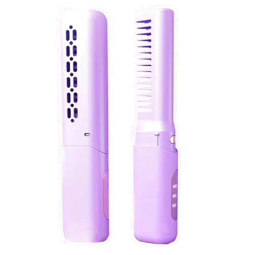 FA FIGHTART Rechargeable Mini Hair Straightener Cordless Heating Comb Iron LCD Display USB Portable Travel Heat Brush