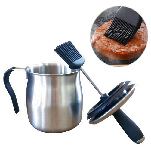 EZiKitchen Sauce Pot and Basting Brush Pot Set Grill Gadgets for Men Grilling Smoking Meat Accessories Outdoor BBQ Gifts Kitchen Tools for Cooking Barbecue Pastry Baking Party Cakes Desserts