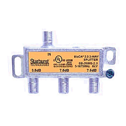 Starburst_Technologies_Inc Starburst 3-Way Coax Splitter Horizontal SB-3WMS-2.0 MOCA 2.0 CATV FIOS Verizon Frontier Compatible