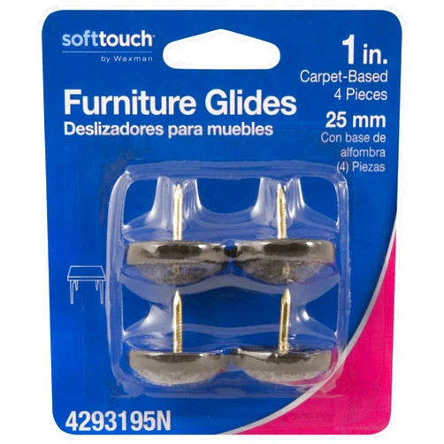 Waxman 4 Count Soft Touch Nail-On Furniture Glide Size: 1