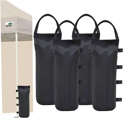 Eurmax USA 125LBS 4-Pack Universal Canopy Weights, Secure Wind Protection to Prevent Tipping, Easy Wrap-Around Installation Heavy Duty Sandbags (Without Sand), Fits All Instant Shelter Legs,Black