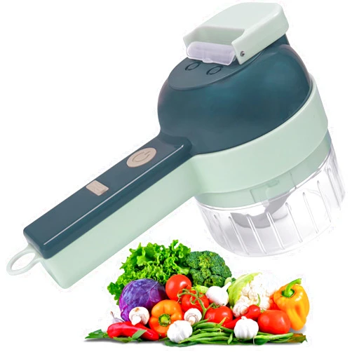 Arigold 1 Speed - 4 in 1 Vegetable Chopper: Cordless Mini Chopper, Food Dicer, garlic mincer - home essentials, kitchen essentials, blenders for kitchen, kitchen gadgets, kitchen appliances(Grey)