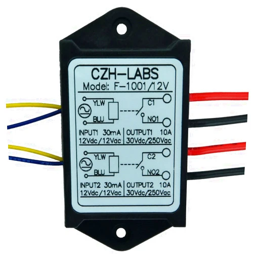 CZH-LABS Electronics-Salon 1PCS Dual SPST-NO 10Amp Power Relay Module, AC/DC 12V Control Voltage.