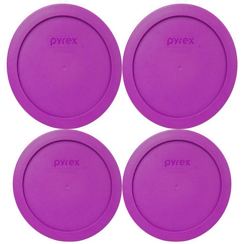 Pyrex Bundle - 4 Items: 7201-PC 4-Cup Thistle Purple Plastic Food Storage Lid, Made in USA