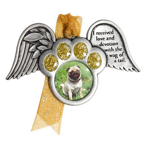 Gloria Duchin Memorial Dog Paw with Wings Christmas Ornament, 3.5