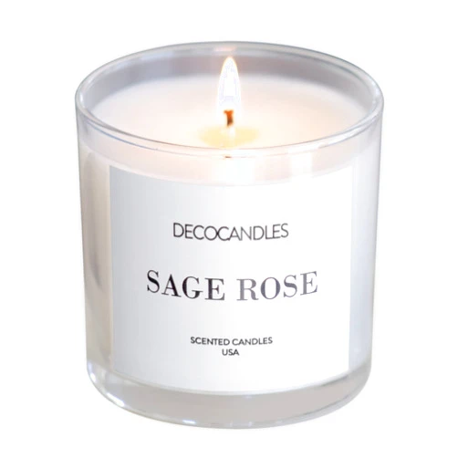 DECOCANDLES Urban Concepts by DECOCANDLES - Sage Rose - Highly Scented Soy Candle - Long Lasting - Hand Poured in USA (6 Oz.)