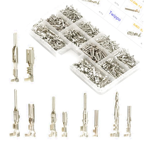 Twippo Automotive Electrical Pin Connectors Kit 1.5/1.8/2.5/2.8mm Pin Terminals Wire Connector Pins Wiring Harness Pins Kit Crimp Terminal Pins for 22-12 Gauge Plug (440Pcs)